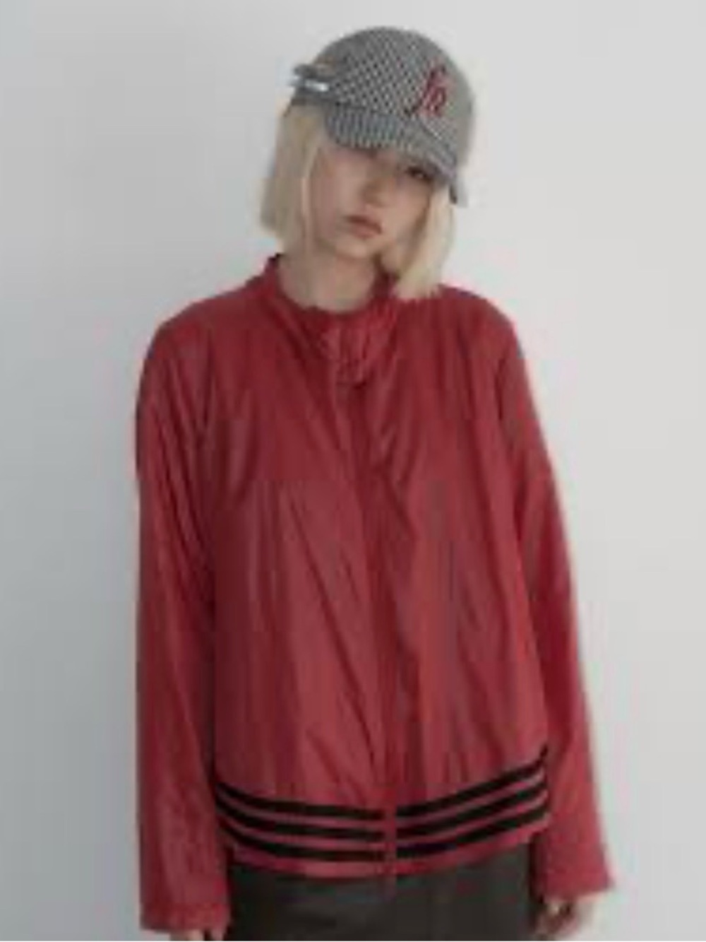 Y-3 Red Zip-Up Lightweight Nylon Swing style Jacket with BlackTrim